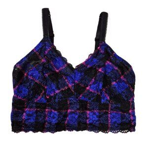 Torrid Curve 1X Lace Bustier Bra Bralette Blue Pink Black Plaid Unlined